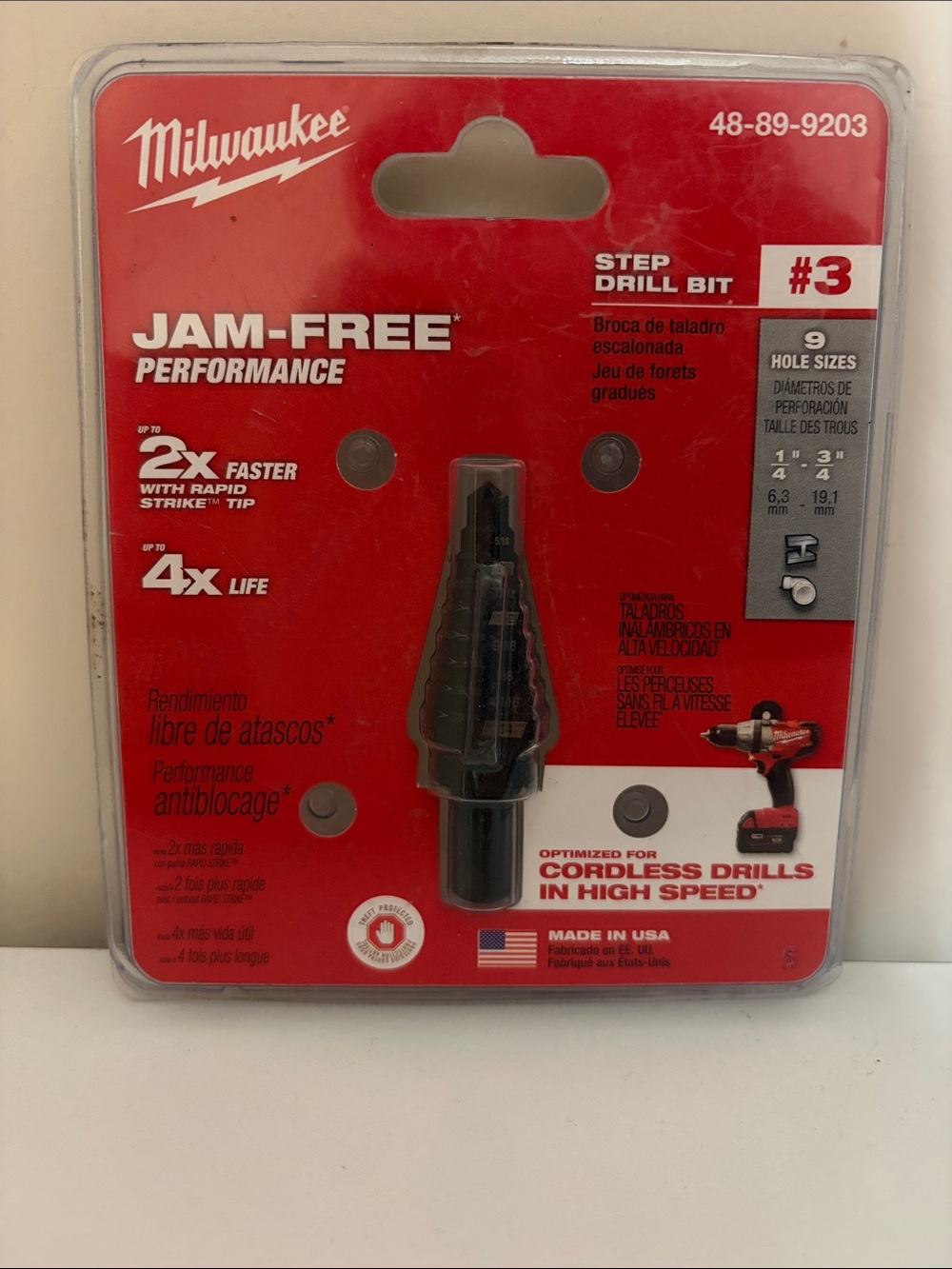 Milwaukee Jam-Free Step Drill Bit #3 - Black